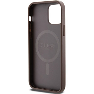 Оригинален гръб GUESS 4G Collection Leather Metal Logo MagSafe - iPhone 12 Pro / iPhone 12 кафяв - Img 7