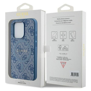 Оригинален гръб GUESS 4G Collection Leather Metal Logo MagSafe - iPhone 14 Pro син - Img 8