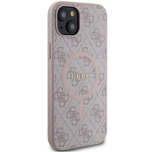 Оригинален гръб GUESS 4G Collection Leather Metal Logo MagSafe - iPhone 15 Plus / 14 Plus розов - Img 4