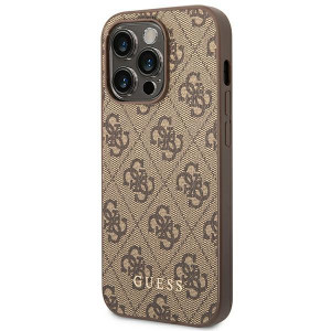 Оригинален гръб GUESS 4G Metal Gold Logo GUHCP14XG4GFBR - iPhone 14 Pro Max кафяв - Img 2