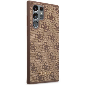 Оригинален гръб GUESS 4G Metal Gold Logo GUHCS23LG4GFBR - Samsung Galaxy S23 Ultra кафяв - Img 4