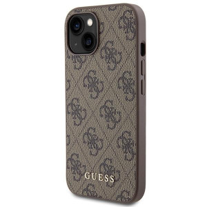 Оригинален гръб GUESS 4G Metal Gold Logo - iPhone 15 кафяв - Img 2
