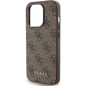 Оригинален гръб GUESS 4G Metal Gold Logo - iPhone 15 Pro кафяв - Img 6