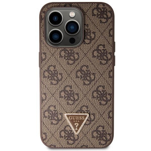 Оригинален гръб GUESS 4G Metal Logo с презрамка GUHCP14LP4TDSCPW - iPhone 14 Pro кафяв - Img 3
