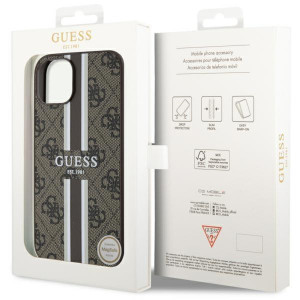 Оригинален гръб GUESS 4G Printed Stripe MagSafe GUHMP14MP4RPSW - iPhone 14 Plus кафяв - Img 8