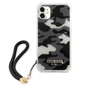 Оригинален гръб GUESS Camo GUHCN61KSARBK с връзка - iPhone 11 черен - Img 3