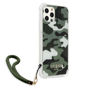 Оригинален гръб GUESS Camo GUHCP12MKSARKA с връзка - iPhone 12 / 12 Pro зелен / каки - Img 4