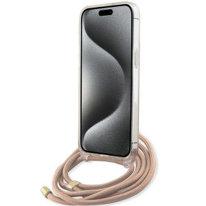 Оригинален гръб GUESS Crossbody Cord 4G Print - iPhone 15 Pro Max розов - Img 4