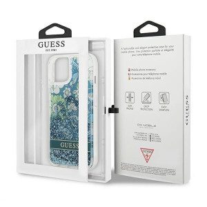 Оригинален гръб GUESS Flower Liquid Glitter GUHCP13MLFLSN - iPhone 13 зелен - Img 8