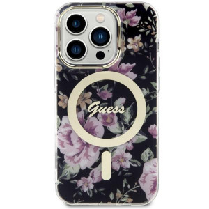 Оригинален гръб GUESS Flower MagSafe GUHMP14LHCFWSK - iPhone 14 Pro черен - Img 3