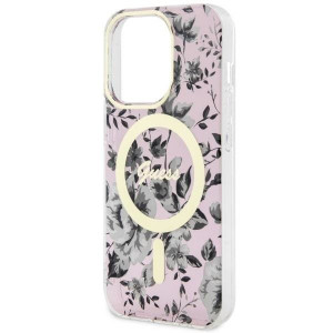 Оригинален гръб GUESS Flower MagSafe GUHMP14LHCFWSP - iPhone 14 Pro розов - Img 6