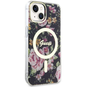 Оригинален гръб GUESS Flower MagSafe GUHMP14MHCFWSK - iPhone 14 Plus черен - Img 4
