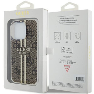 Оригинален гръб GUESS IML 4G Gold Stripe - iPhone 15 Pro Max кафяв - Img 8