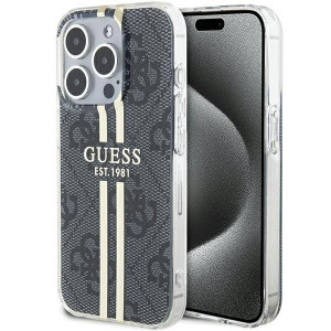 Оригинален гръб GUESS IML 4G Gold Stripe - iPhone 15 Pro Max черен - Img 1