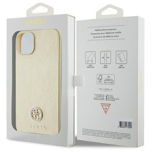 Оригинален гръб GUESS Leather 4G Metal Logo Strass - iPhone 15 златист - Img 8