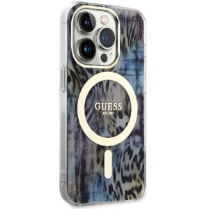Оригинален гръб GUESS Leopard MagSafe GUHMP14LHLEOPWB - iPhone 14 Pro син - Img 4