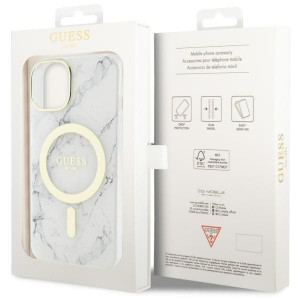Оригинален гръб GUESS Marble MagSafe GUHMP14MPCUMAH - iPhone 14 Plus бял - Img 8