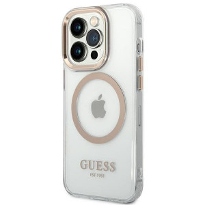 Оригинален гръб GUESS Metal Outline MagSafe GUHMP14LHTRMD - iPhone 14 Pro златист - Img 2