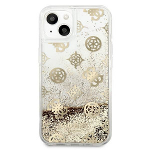 Оригинален гръб GUESS Peony Liquid Glitter GUHCP13SLGPEGO - iPhone 13 mini златист - Img 3