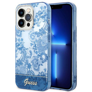 Оригинален гръб GUESS Porcelain GUHCP14LHGPLHB - iPhone 14 Pro син - Img 1
