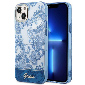 Оригинален гръб GUESS Porcelain GUHCP14MHGPLHB - iPhone 14 Plus син - Img 1