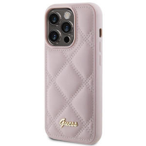 Оригинален гръб GUESS Quilted Metal Logo - iPhone 15 Pro Max розов - Img 2