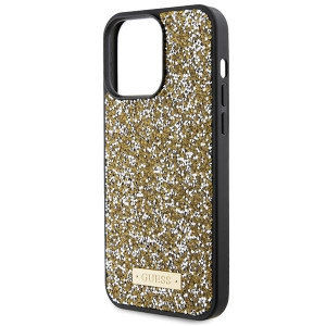Оригинален гръб GUESS Rhinestone Metal Logo - iPhone 15 Pro жълт - Img 6