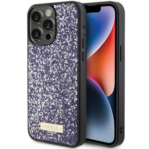 Оригинален гръб GUESS Rhinestone Metal Logo - iPhone 15 Pro Max розов - Img 1