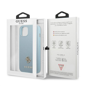 Оригинален гръб GUESS Saffiano 4G Small Metal Logo GUHCP13MPS4MB - iPhone 13 син - Img 8
