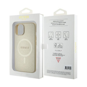 Оригинален гръб GUESS Saffiano MagSafe GUHMP15SPSAHMCB - iPhone 15 златист - Img 8