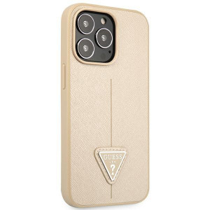 Оригинален гръб GUESS Saffiano Triangle Logo GUHCP14XPSATLE - iPhone 14 Pro Max бежов - Img 4