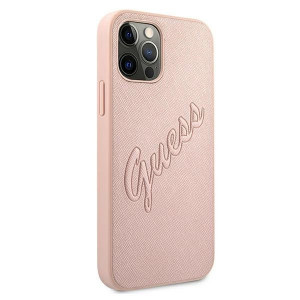 Оригинален гръб GUESS Saffiano Vintage Script GUHCP12LRSAVSRG - iPhone 12 Pro Max розов - Img 4