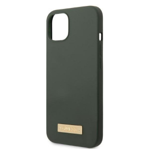 Оригинален гръб GUESS Silicone Logo Plate MagSafe GUHMP13MSBPLA - iPhone 13 зелено каки - Img 6