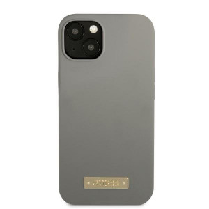 Оригинален гръб GUESS Silicone Logo Plate MagSafe GUHMP13SSPLG - iPhone 13 mini сив - Img 3