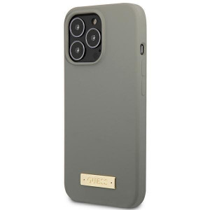 Оригинален гръб GUESS Silicone Logo Plate MagSafe GUHMP13XSPLG - iPhone 13 Pro Max сив - Img 2