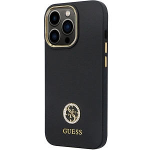 Оригинален гръб GUESS Silicone Logo Strass 4G GUHCP13LM4DGPK case - iPhone 13 Pro черен - Img 2