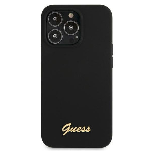 Оригинален гръб GUESS Silicone Script Gold Logo GUHMP13XLSLMGBK - iPhone 13 Pro Max черен - Img 3