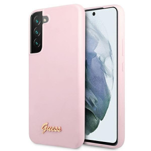 Оригинален гръб GUESS Silicone Script Metal Logo GUHCS22MLSLMGLA - Samsung Galaxy S22+ лавандула - Img 1