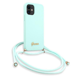 Оригинален гръб GUESS Silicone Vintage Gold Logo GUHCP12LCRTVSBL - iPhone 12 mini светлосин - Img 3