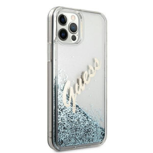 Оригинален гръб GUESS Silicone Vintage Gold Logo GUHCP12LGLVSBL - iPhone 12 Pro Max син - Img 4