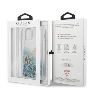 Оригинален гръб GUESS Silicone Vintage Gold Logo GUHCP12LGLVSBL - iPhone 12 Pro Max син - Img 9