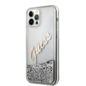 Оригинален гръб GUESS Silicone Vintage Gold Logo GUHCP12LGLVSSI - iPhone 12 Pro Max сребрист - Img 2