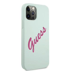 Оригинален гръб GUESS Silicone Vintage Script GUHCP12MLSVSBF - iPhone 12 / 12 Pro син - Img 4