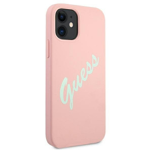 Оригинален гръб GUESS Silicone Vintage Script GUHCP12SLSVSPG - iPhone 12 mini розов - Img 4