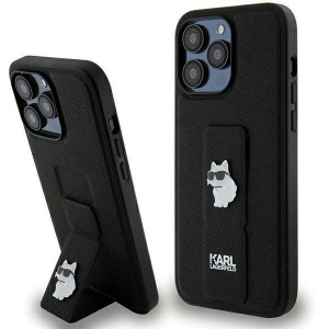 Оригинален гръб KARL LAGERFELD Gripstand Saffiano Choupette Pins - iPhone 13 Pro Max черен - Img 1