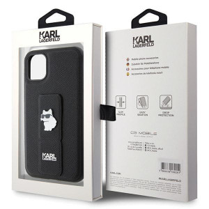 Оригинален гръб KARL LAGERFELD Gripstand Saffiano Choupette Pins - iPhone 11 черен - Img 8