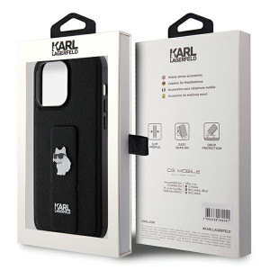 Оригинален гръб KARL LAGERFELD Gripstand Saffiano Choupette Pins - iPhone 13 Pro Max черен - Img 8