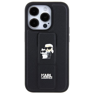 Оригинален гръб KARL LAGERFELD Gripstand Saffiano Karl & Choupette Pins - iPhone 13 Pro черен - Img 3