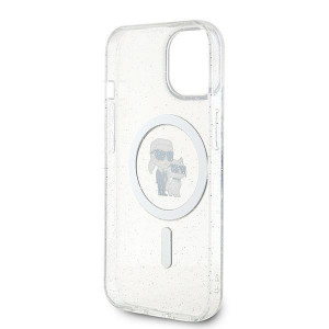 Оригинален гръб KARL LAGERFELD Karl & Choupette Glitter MagSafe - iPhone 15 прозрачен - Img 7