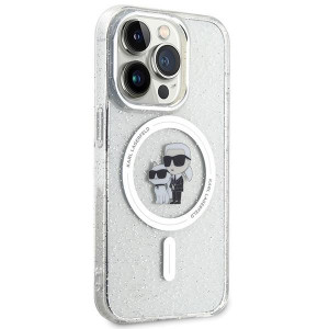 Оригинален гръб KARL LAGERFELD Karl & Choupette Glitter MagSafe - iPhone 15 Pro прозрачен - Img 4